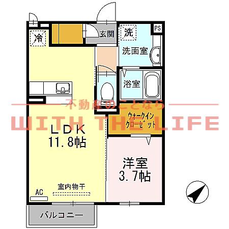 プログレスI(1LDK/2階)の間取り写真