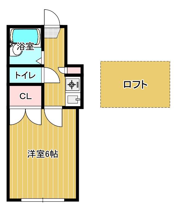 ユニテック春日(1K/2階)の間取り写真