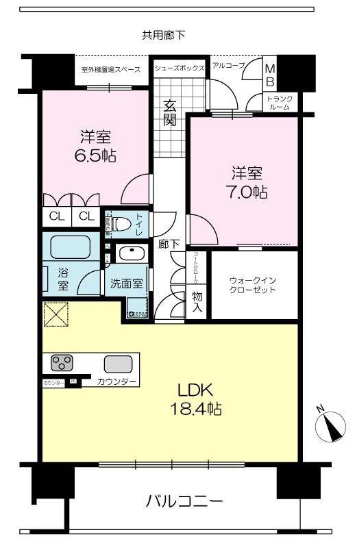 ネバーランド姫路駅前 ザ・ステーションフロント(2LDK/2階)の間取り写真