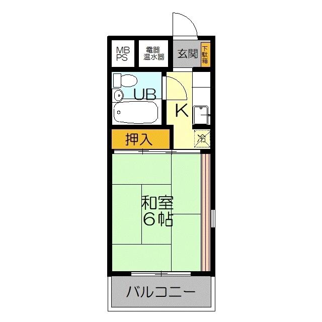 エバグリーン皆生(1K/6階)の間取り写真