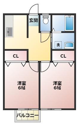 ヨシダハイツ(2K/2階)の間取り写真