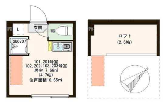 ハーモニーテラス南長崎III(ワンルーム/2階)の間取り写真