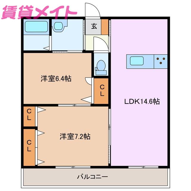 ETERNITY V(2LDK/1階)の間取り写真