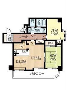 オリンピア南9条マンション(2LDK/3階)の間取り写真