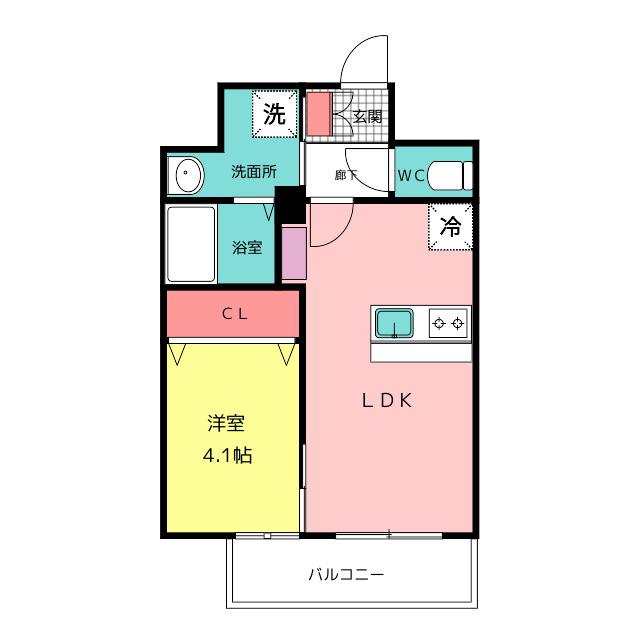 VELROG福岡東(1LDK/6階)の間取り写真