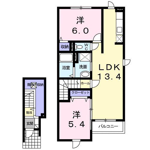 メープル QS(2LDK/2階)の間取り写真