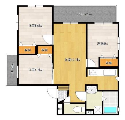 SOLARE(3LDK/4階)の間取り写真