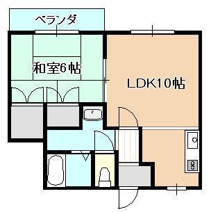 メゾンド・はなぶさII(1LDK/2階)の間取り写真