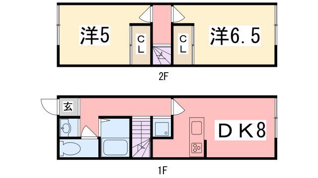 シャルマン砥堀(2DK/1階)の間取り写真