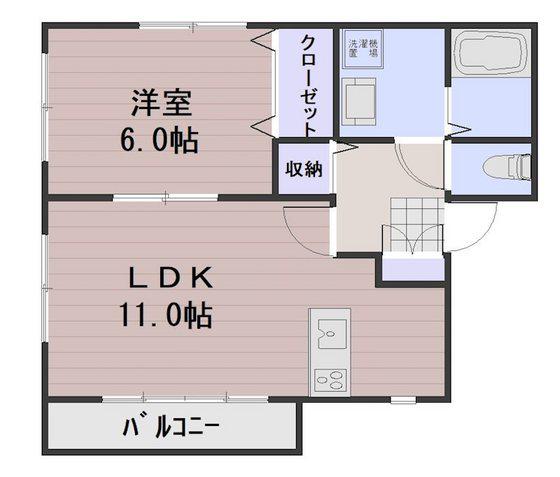 セレーノII(1LDK/2階)の間取り写真