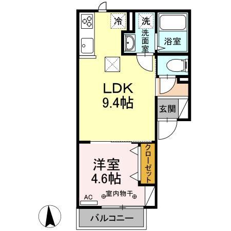 ソレアード(1LDK/1階)の間取り写真