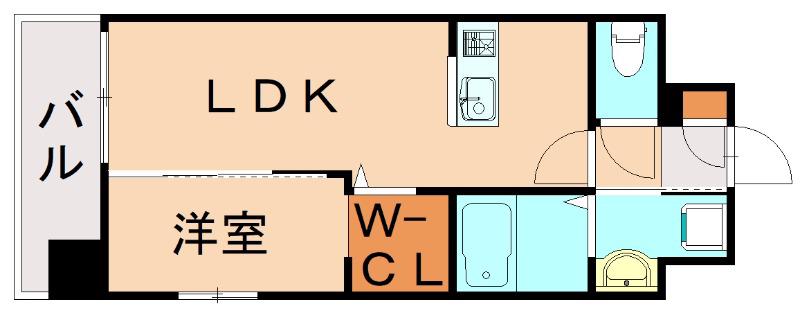 オーヴィジョンクラス浅香通(1LDK/2階)の間取り写真