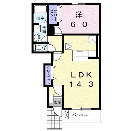 ノーブルR・S A 1LDKT(1LDK/1階)の間取り写真