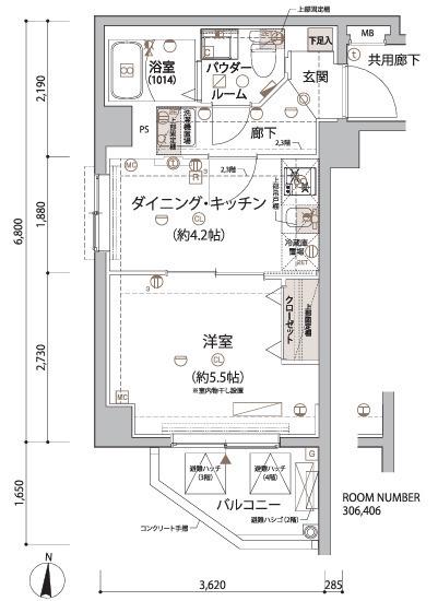ARCOBALENO KAMEIDOII(1DK/2階)の間取り写真