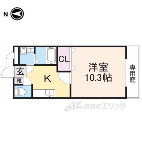 WING HOUSE(1K/1階)の間取り写真
