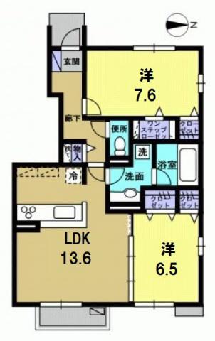 ラ・シャンス(2LDK/1階)の間取り写真