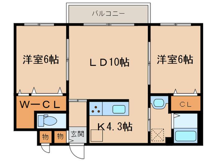 グランメール 東札幌5条(2LDK/4階)の間取り写真