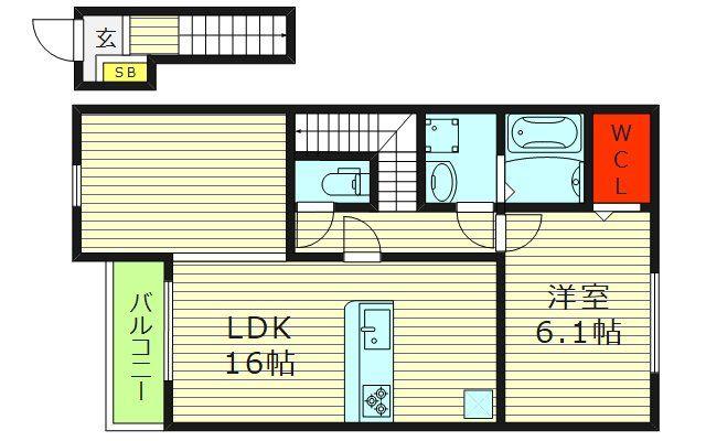 プレベール小路東(1LDK/2階)の間取り写真