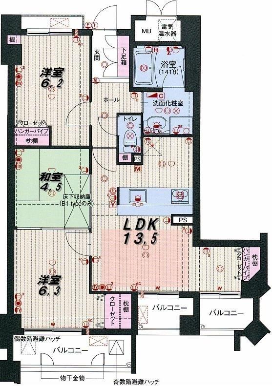 ベラジオ嵐山(3LDK/5階)の間取り写真