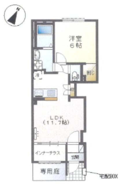日野市西平山アパート(1LDK/1階)の間取り写真