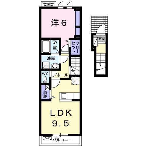 サンリット ノバ(1LDK/2階)の間取り写真