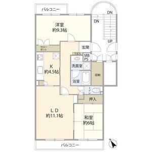 緑の街二号棟(2LDK/3階)の間取り写真