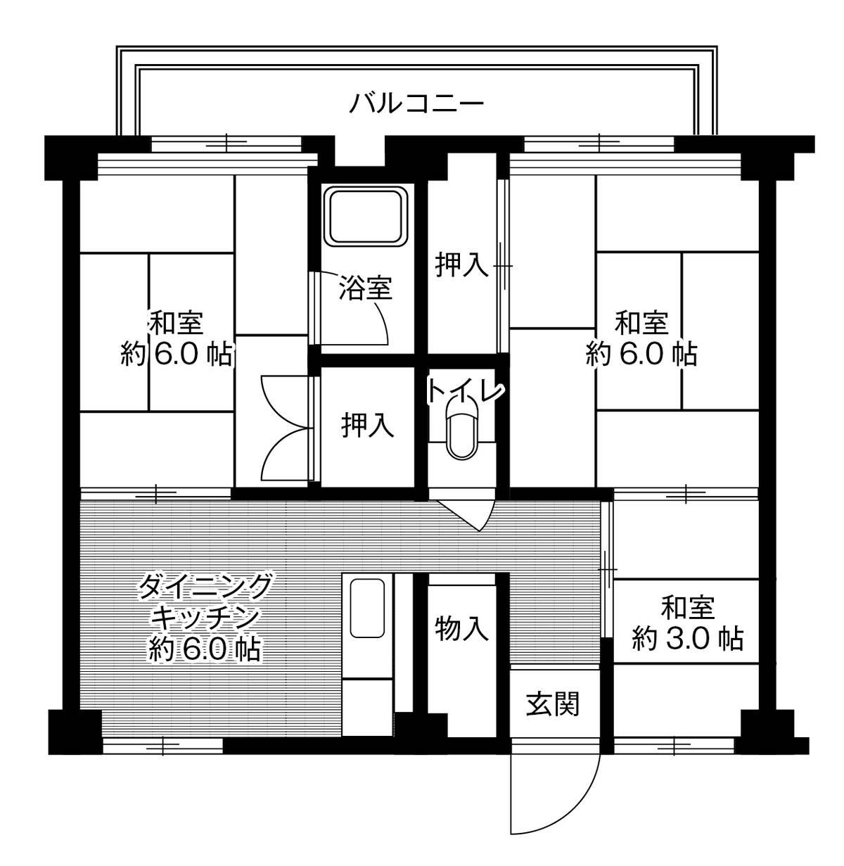 ビレッジハウス常吉(3DK/3階)の間取り写真