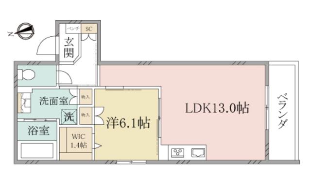 ヘーベルヴィレッジ高円寺北ルティルオプス高円寺(1LDK/3階)の間取り写真