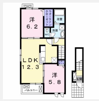 シャイニング ガーデン(2LDK/2階)の間取り写真