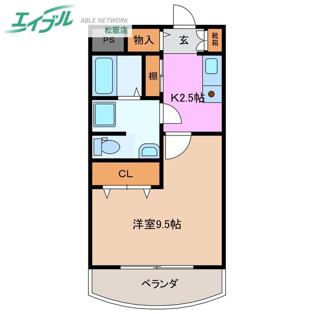 レディースSTEVIA(1K/1階)の間取り写真