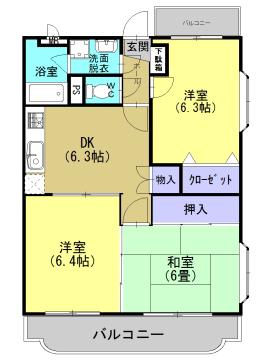 フルールM(3DK/3階)の間取り写真