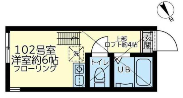 ユナイト三ツ沢ラグジュアリー(ワンルーム/2階)の間取り写真