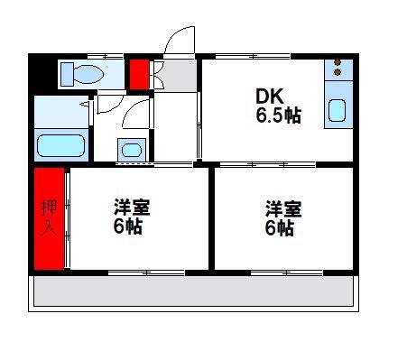 石田ビル(2DK/1階)の間取り写真