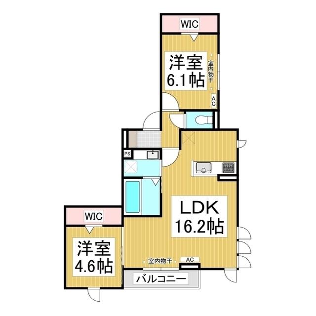 MORI石堂(2LDK/3階)の間取り写真