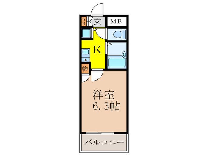 リーガル新大阪III(1K/4階)の間取り写真