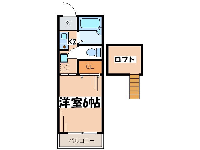 エイトハウス(1K/2階)の間取り写真