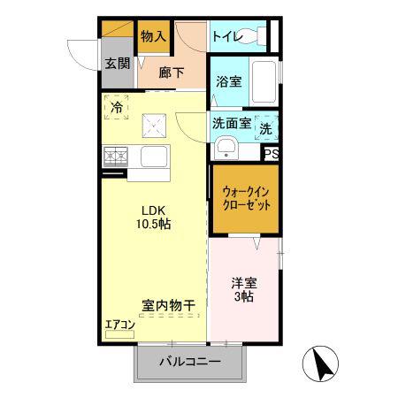マリオーネ(1LDK/1階)の間取り写真
