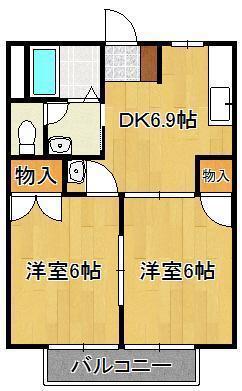 グリーンハイツ柴田I.II(2DK/2階)の間取り写真