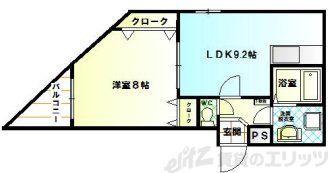グランドソレーユ(1LDK/2階)の間取り写真