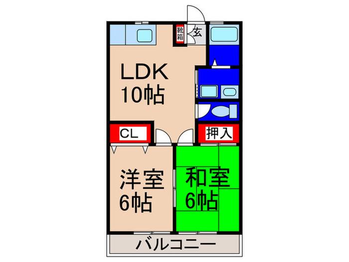 フジパレス(2LDK/2階)の間取り写真