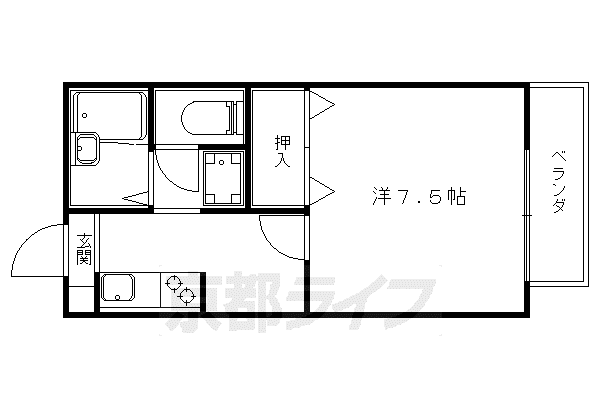 ミキ トゥールII(1K/1階)の間取り写真
