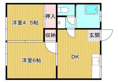 西山アパート(2DK/1階)の間取り写真