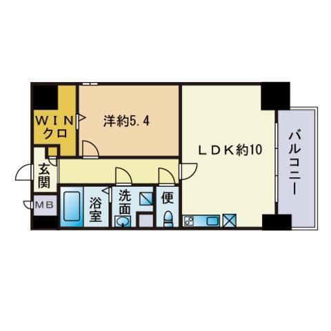 カーサビアンカ西公園(1LDK/8階)の間取り写真