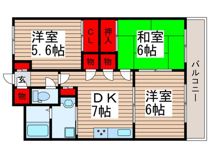 ハウス豊(3DK/3階)の間取り写真