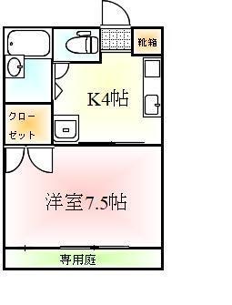 コーポビジョン(1K/1階)の間取り写真