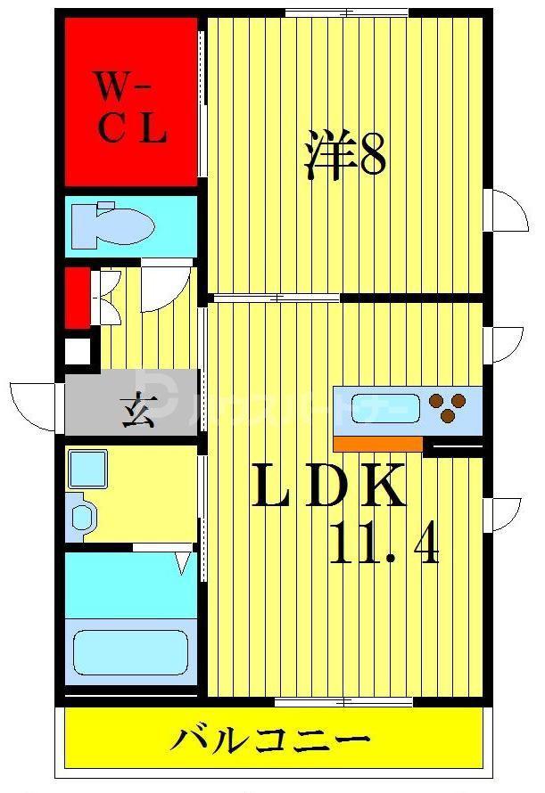 アルファコート(1LDK/1階)の間取り写真
