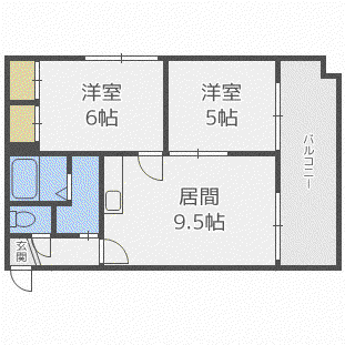クリスタルハイツRI(2LDK/2階)の間取り写真
