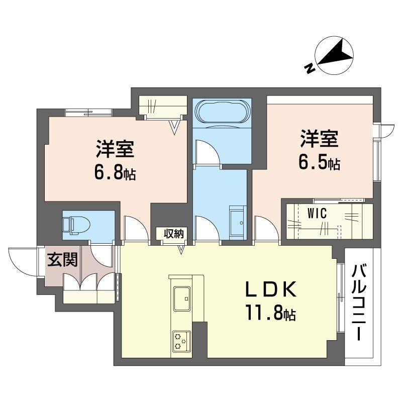 グリナージュ(2LDK/3階)の間取り写真