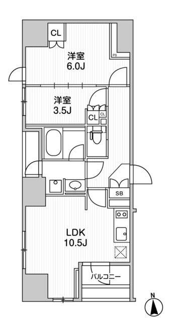 ザ・ライオンズフォーシア町屋(2LDK/10階)の間取り写真
