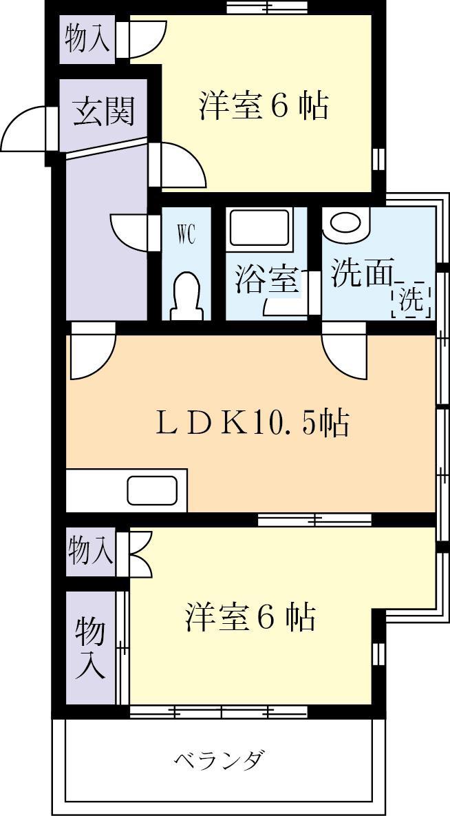 ロマ-ヌ石岡第1(2LDK/4階)の間取り写真